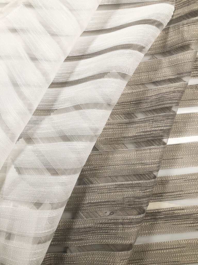 white/beige striped sheer